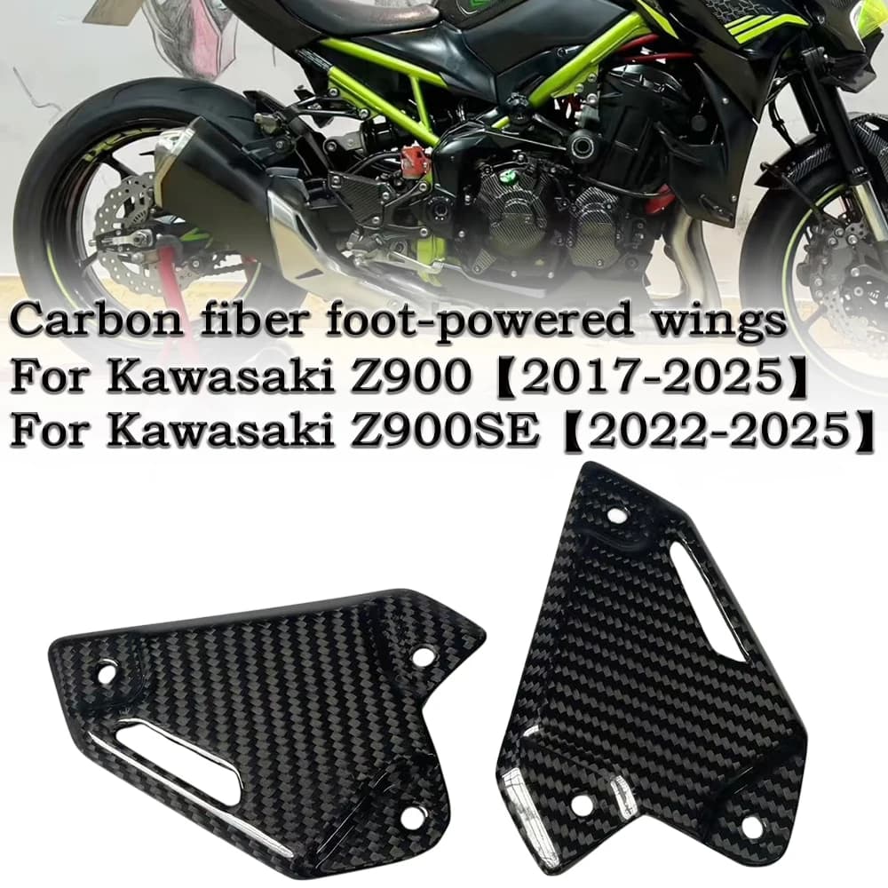 Accessori Moto in Fibra di Carbonio Z900: Protezione Tallone Poggiapiedi Posteriore per KAWASAKI Z900 2017-2025