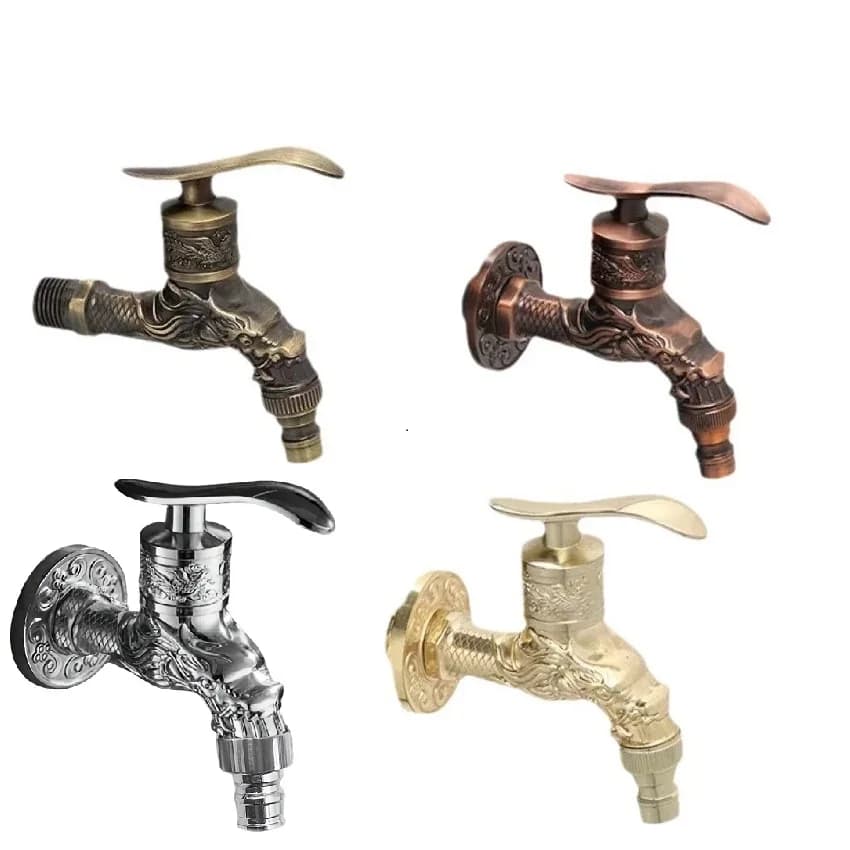 Rubinetto per lavatrice a parete intagliato in bronzo anticato, valvola singola per acqua fredda, rubinetto per lavatoio, accessori