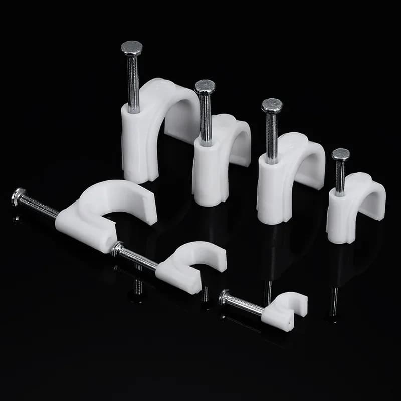 100 pz a forma di U chiodo clip cerchio cavo tubo di fissaggio appeso a parete tubo in PVC morsetto a muro per 4-25mm diametro linea filo gestione fibbia