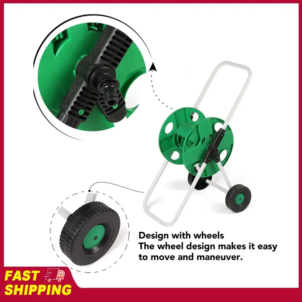 Green Wrap Trolley in PP with Wheels, Save-Work, Garden, Water Pipe Door with Wheels