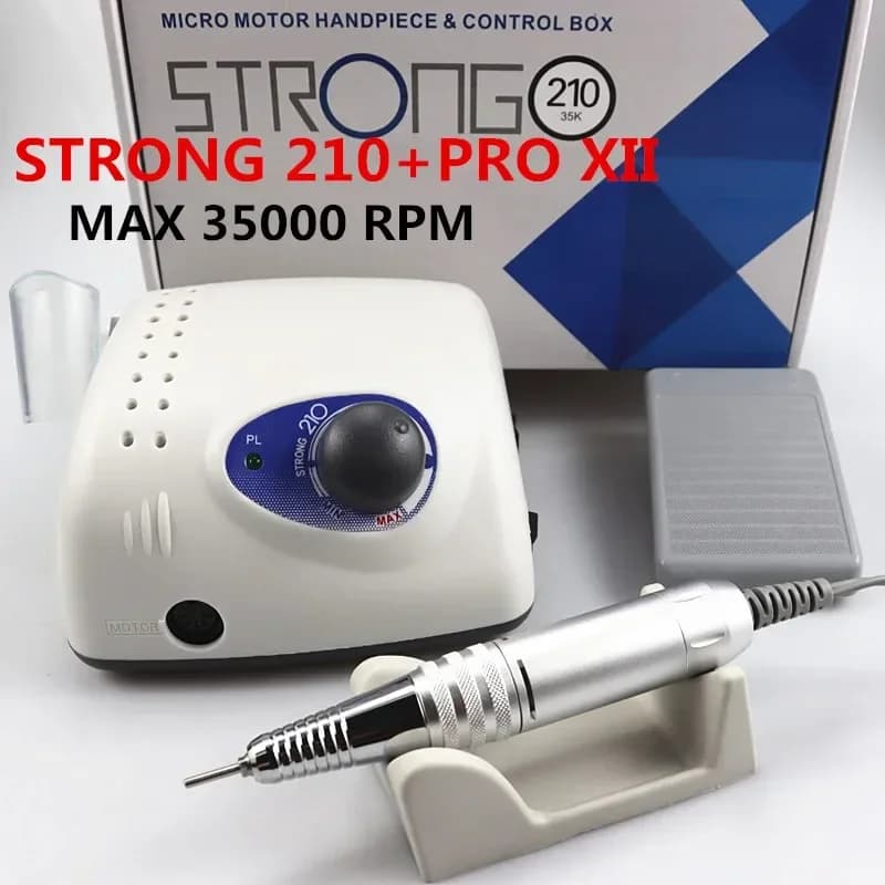 Forte 210 PRO XII Trapano per unghie 65W 35000 Macchina Frese per manicure Trapano elettrico per unghie Fresatura Macchina per manicure Smalto Lima per unghie