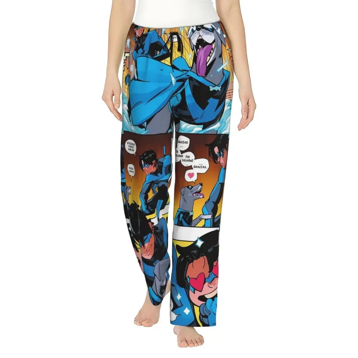 Pantaloni del Pigiama Personalizzati Nightwing e Bitewing per Donna, Pantaloni da Notte con Tasche