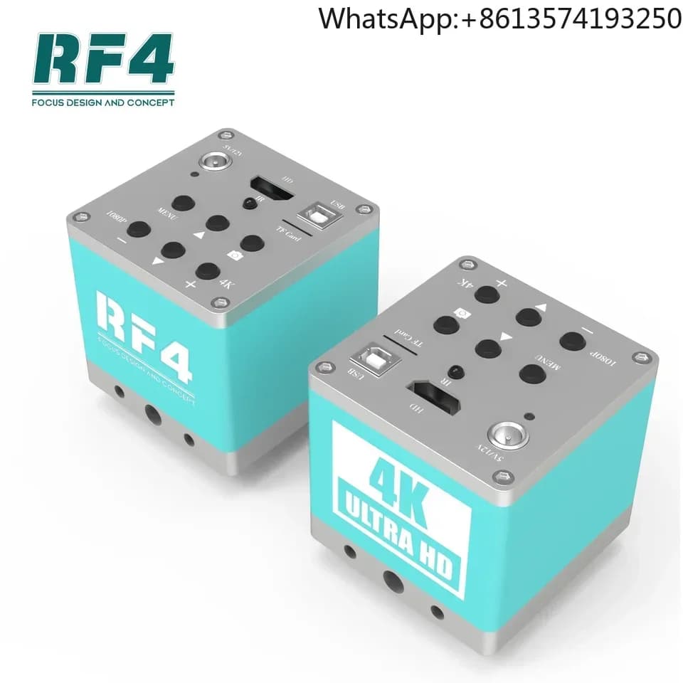 Microscopio trinoculare con videocamera RF4 RF-4KC1 4K ad alta risoluzione e multifunzione per la riparazione di schede madri e PCB di telefoni.