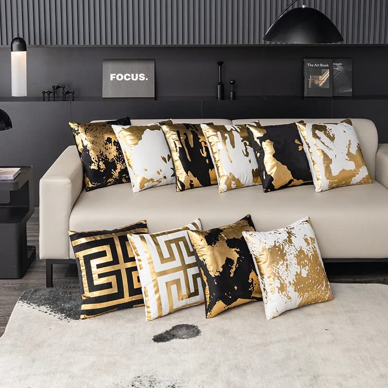 Irregular Abstract Geometric Bronzing Printed Cozy Soft Throw Pillow Cases Cushion Covers Shells for Sofa Couch Bed Home Decor