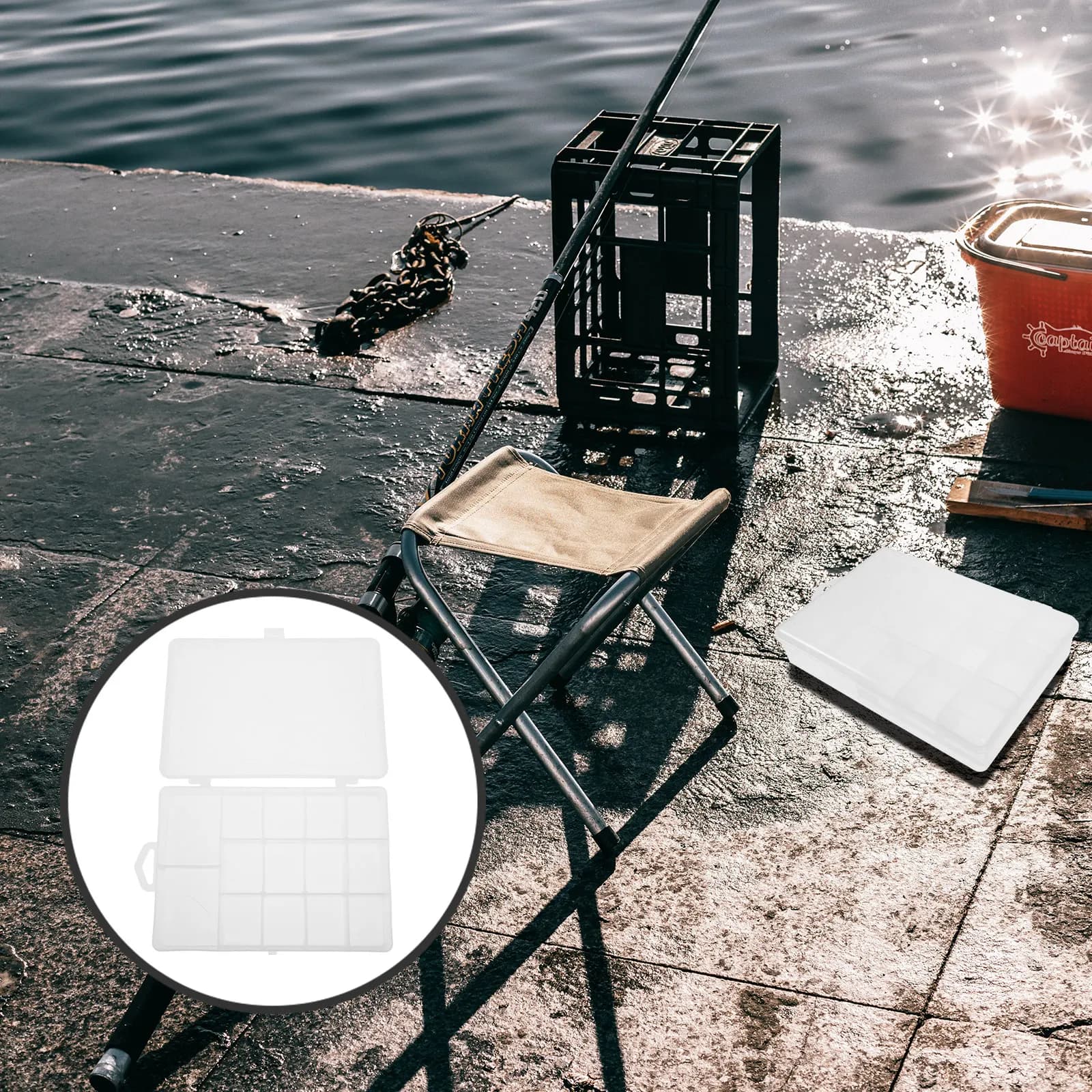 Scatola Porta Attrezzatura da Pesca con Scomparti Multipli, Organizzatore in Plastica Stabile, Porta Ami da Pesca Portatile, Contenitore per Esche