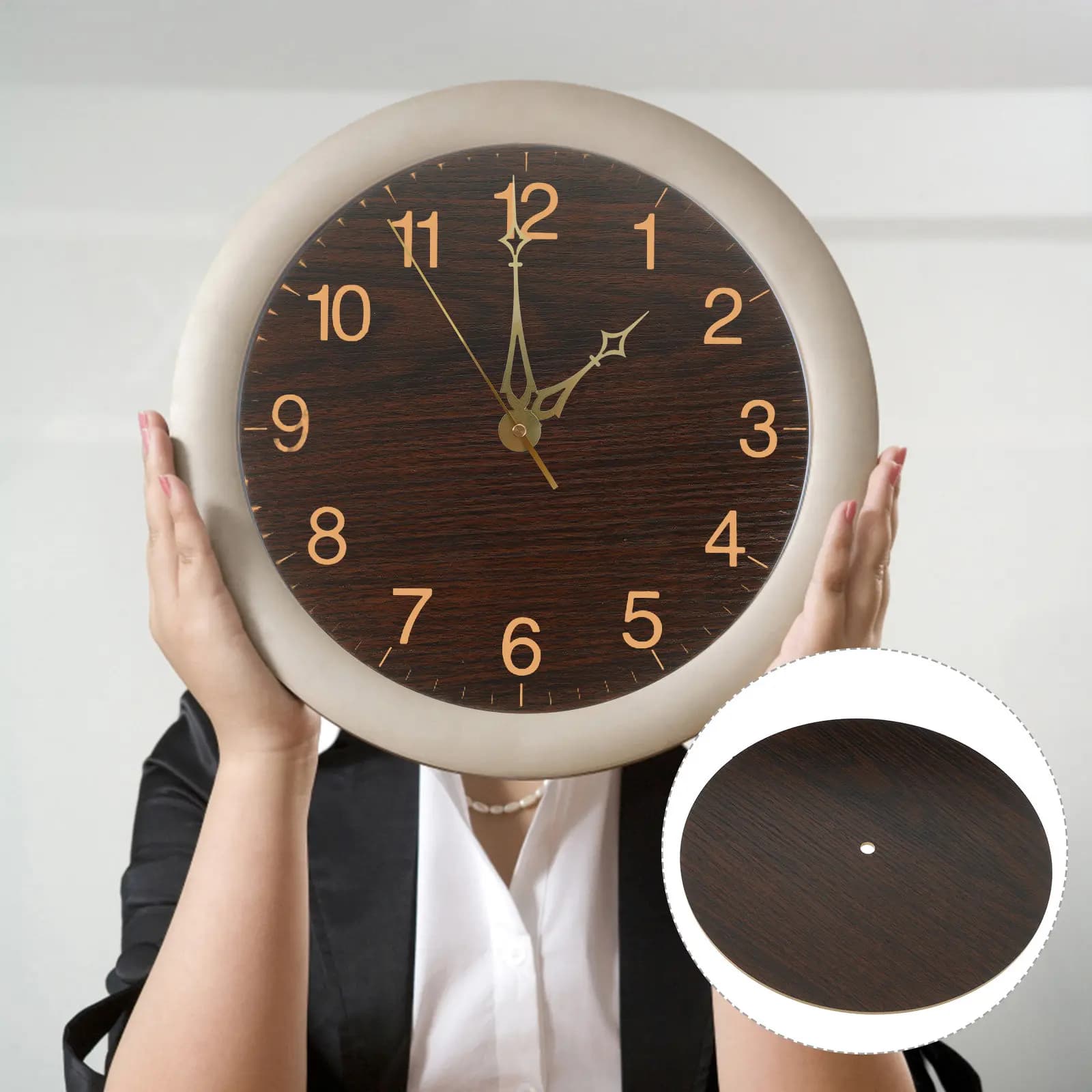 Wall Clock Faces for Crafts Replacement Dial DIY Making Kit Round Wood Dark Brown Disc