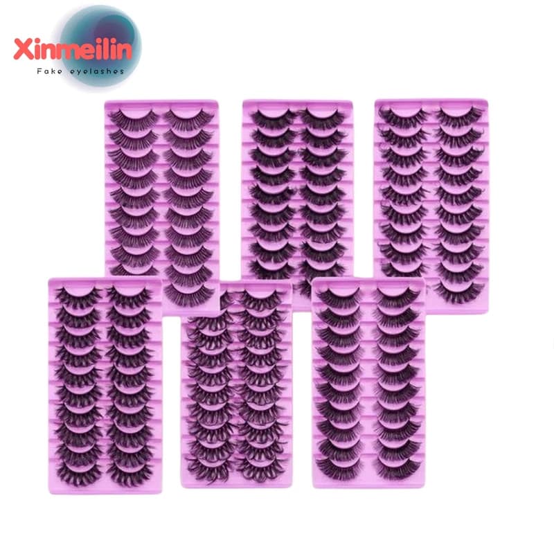 10 pairs 5D volume Russian eyelashes fake dramatic fluffy 20 mm eyelashes natural appearance reusable stripes makeup set for cluster extension