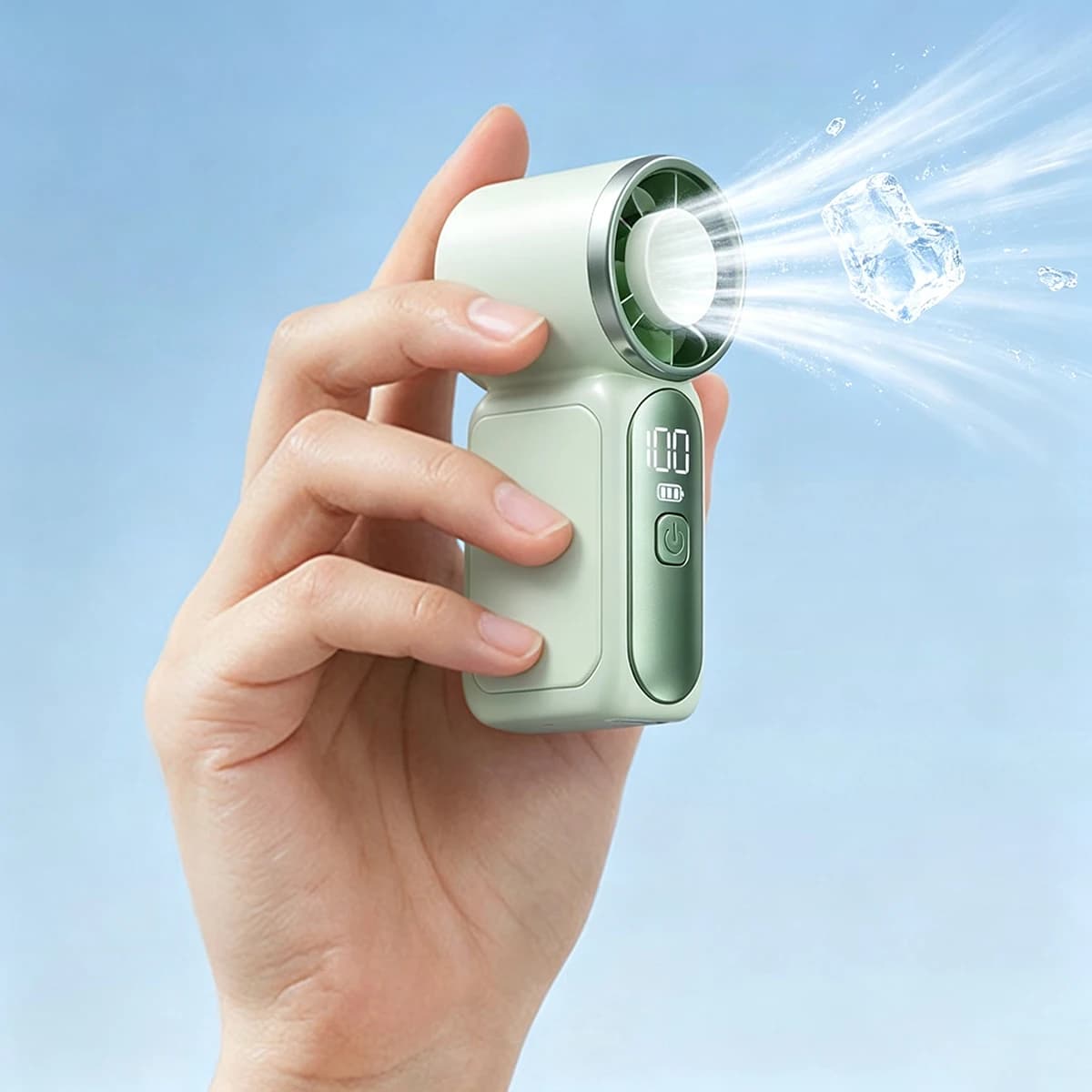 USB Rechargeable Mini Handheld Fan Ultra-Quiet Digital Display Small Electric Fan Powerful Wind Personal Cooling Fan With Light