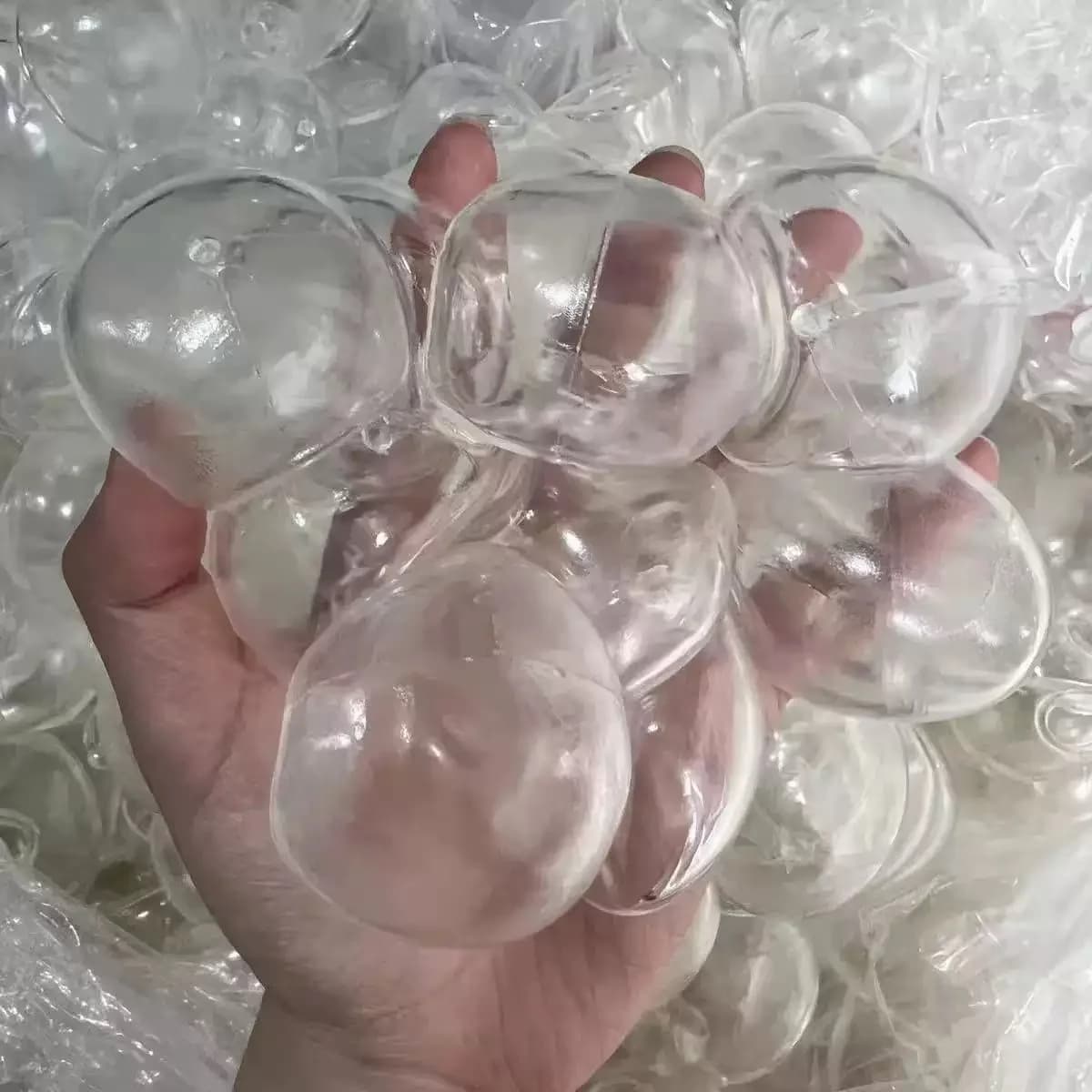 6cm Viral TPR Soft Hollow White transparent Ball Skins Maltose Grape Water Ball Shells DIY Shaker Orbs With Stoppers Cable Ties