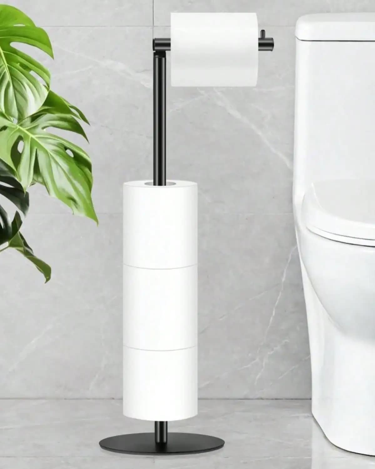 Portarotolo da terra per carta igienica, porta rotoli da bagno con ripiano per 4 rotoli, porta rotoli autoportante