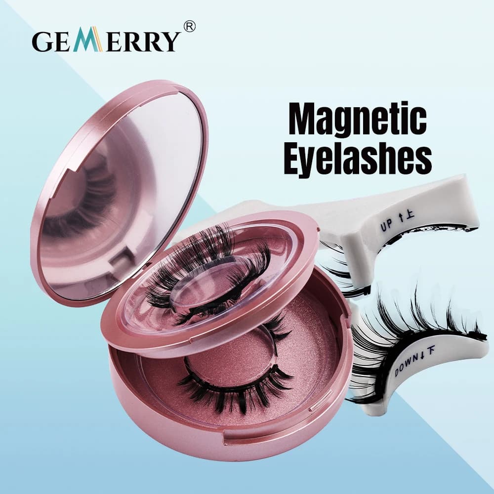 GEMERRY magnetic eyelashes with applicator Natural appearance Reusable soft strip Faux eyelashes Gluten-free makeup kit Easy to wear Remove