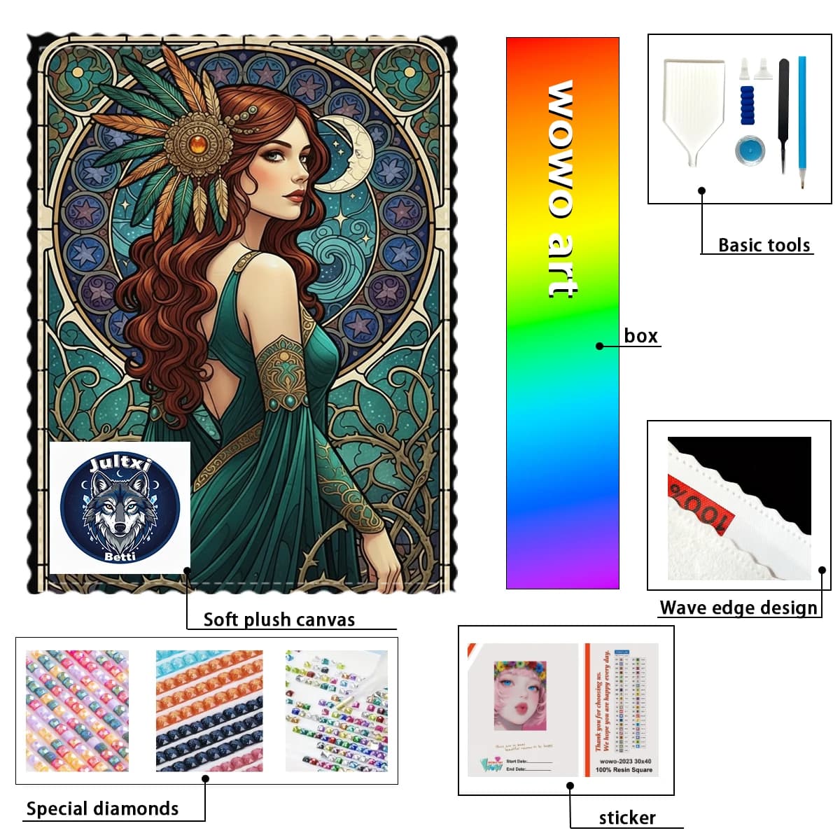 【Betti_ Diamond Art】Una bellissima carta dei tarocchi ragazza cartone animato verde Cristallo AB Strass FD Strass Diamante in resina perfetta