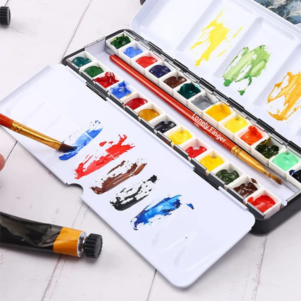 Metal Watercolor Tins Palette Paint Case With Empty Half Pans For Diy Travel Box For Acrylic Oil Watercolor Gouache Paints