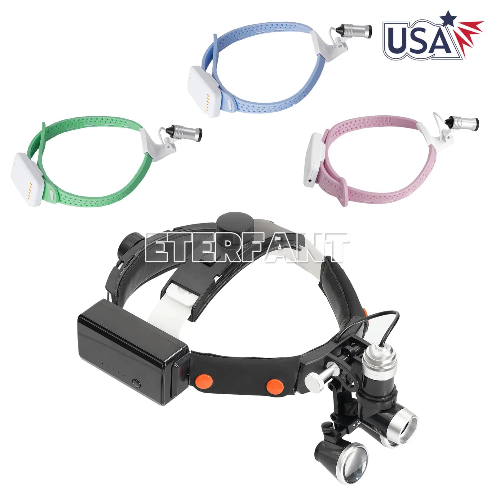 Lampada Frontale Leggera per Dentisti, Lente d'Ingrandimento Medica 5W LED/3.5X con Fascia, Luce Frontale LED 10W