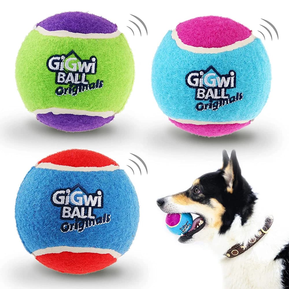 Palla da tennis stridulo per cani da compagnia Giocattoli interattivi per cani Palla di gomma con suono ad alto rimbalzo per cani di piccola taglia e media Palla da gioco all'aperto
