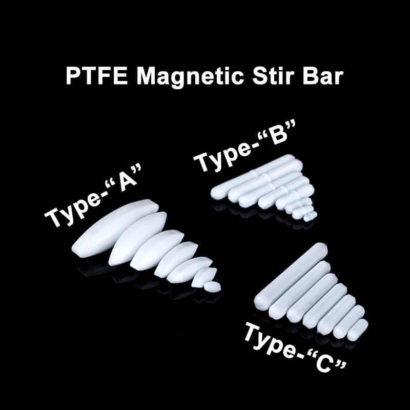 Miscelatore magnetico in PTFE Barra di agitazione Resistente alla corrosione Barra di rotazione semplice Agitatore biologico Barra di agitazione Asta Ricerca chimica, 5 pezzi