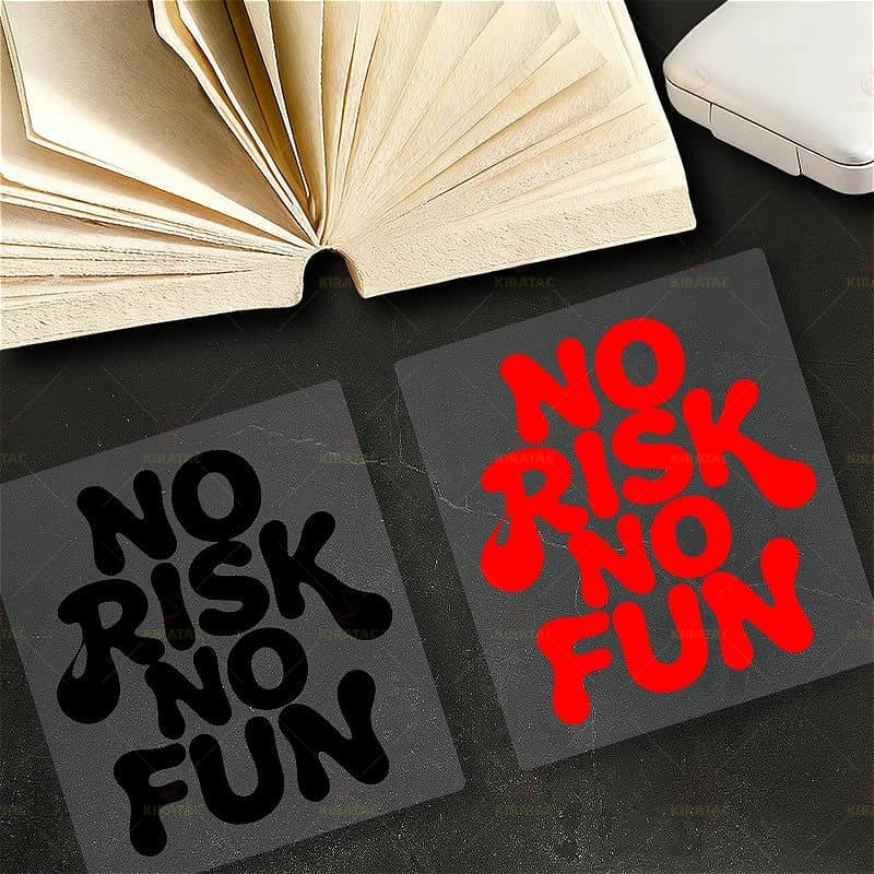 Adesivo in Vinile Impermeabile con Citazione 'No Risk No Fun' Autoadesivo per Auto Moto Bici Casco Laptop