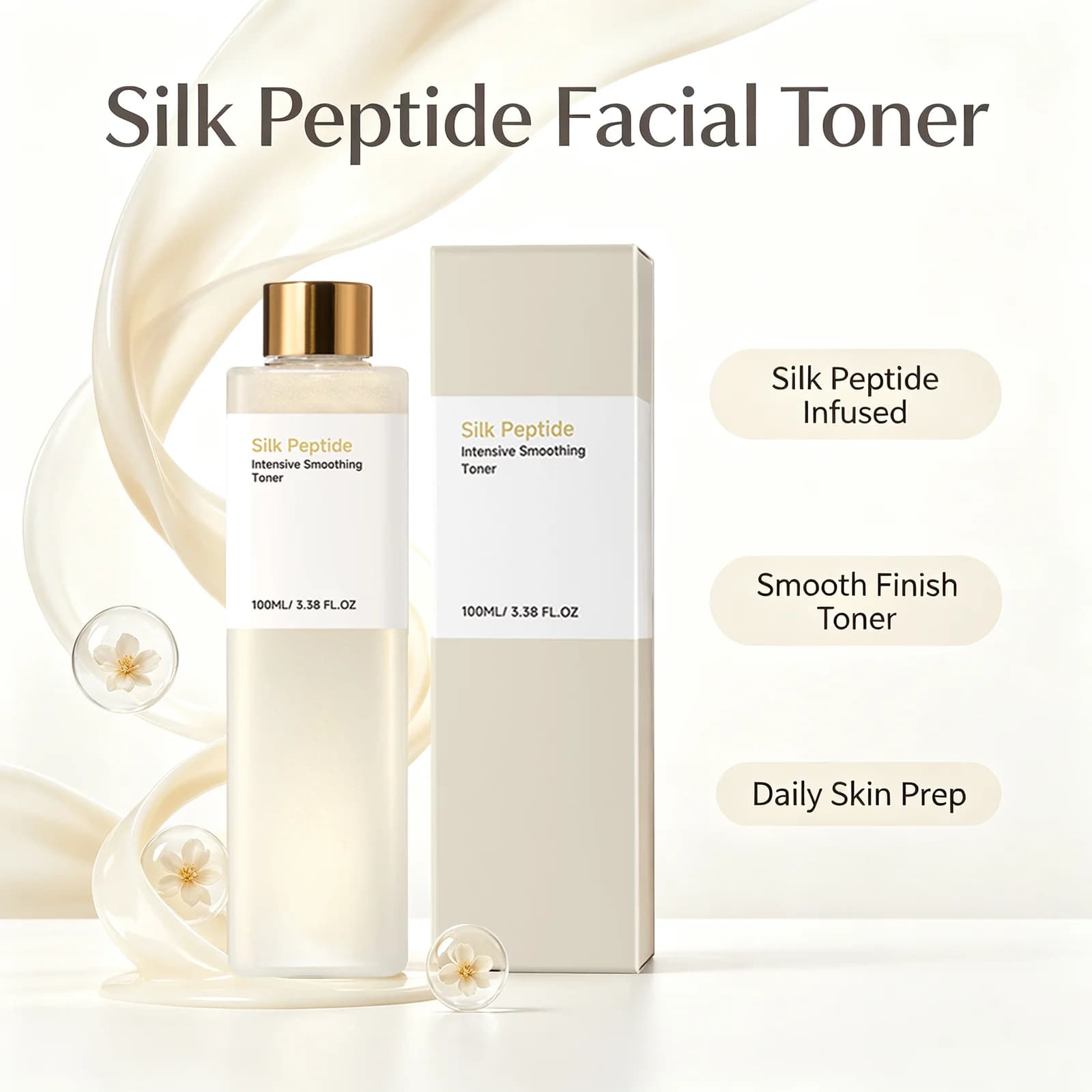 Silk Peptide Facial Toner Deep Hydration Calming Redness Repair Skin Barrier Refine Pores Brightening Dullness Face Primer Toner