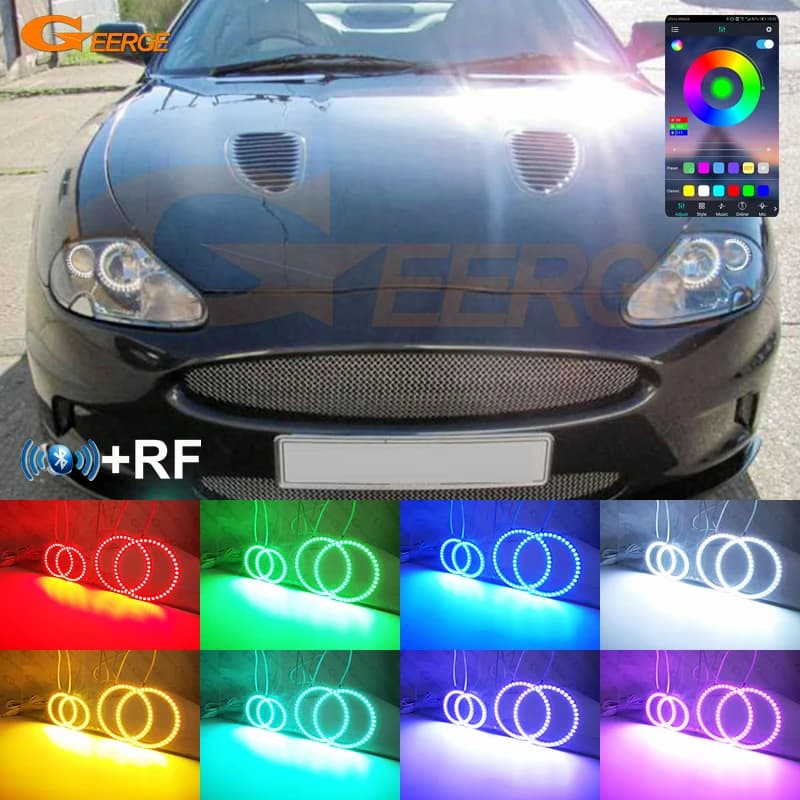 Per Jaguar XK 8 XK8 XKR X100 1996 - 2006 Luce diurna Bluetooth APP Ultra luminoso multicolore RGB Led Angel Eyes Kit Halo Anelli