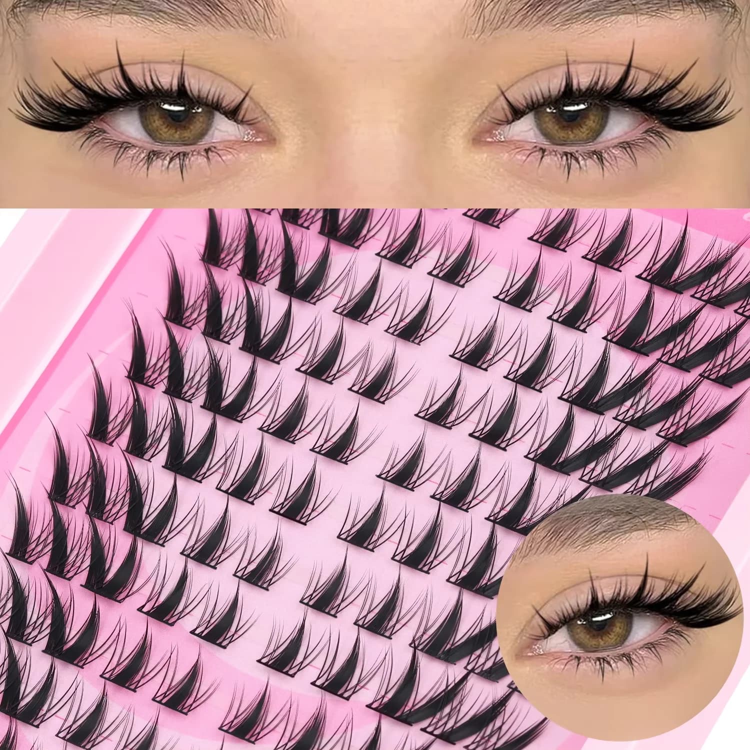 MOONKALI Natural Eyelashes in Ciuffetti, Extension Eyelashes, Cat's Zampa Eyelash, Natural Fin Eyelashes Wispy Effect, Manga Style for Make-up