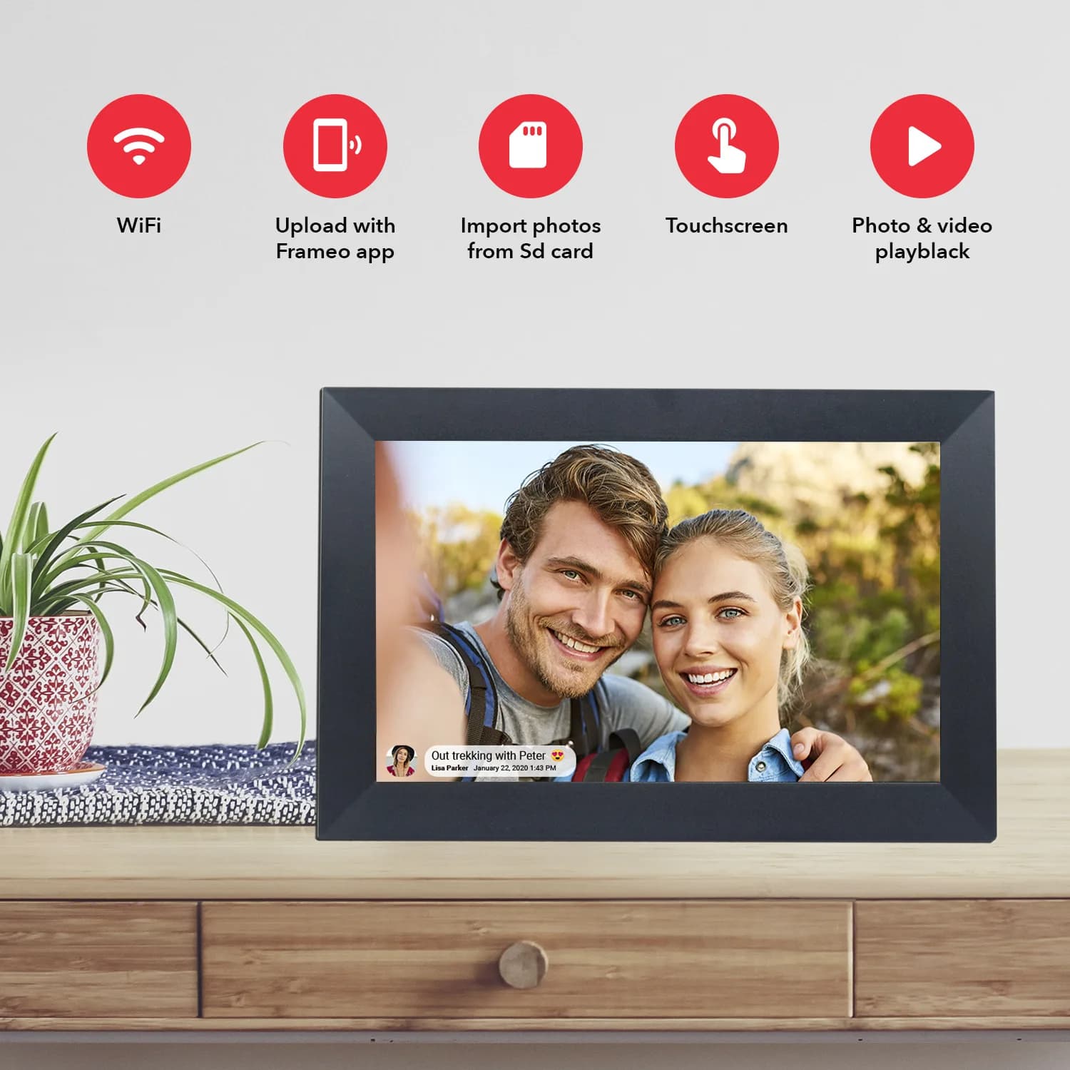 Cornice digitale Cornice per foto digitale Smart WiFi da 10,1 pollici 32 GB/64 GB con touch screen HD 1280x800 IPS montabile a parete