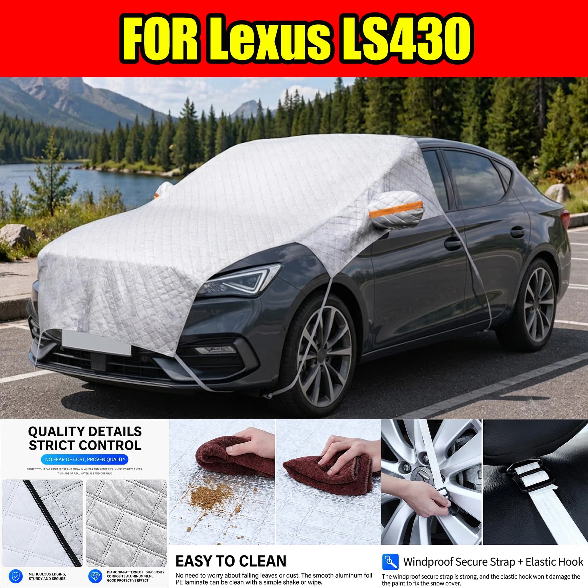 FOR Lexus LS430 Car Front Windshield Sunshade, Thickened UV Shield For Summer Protection