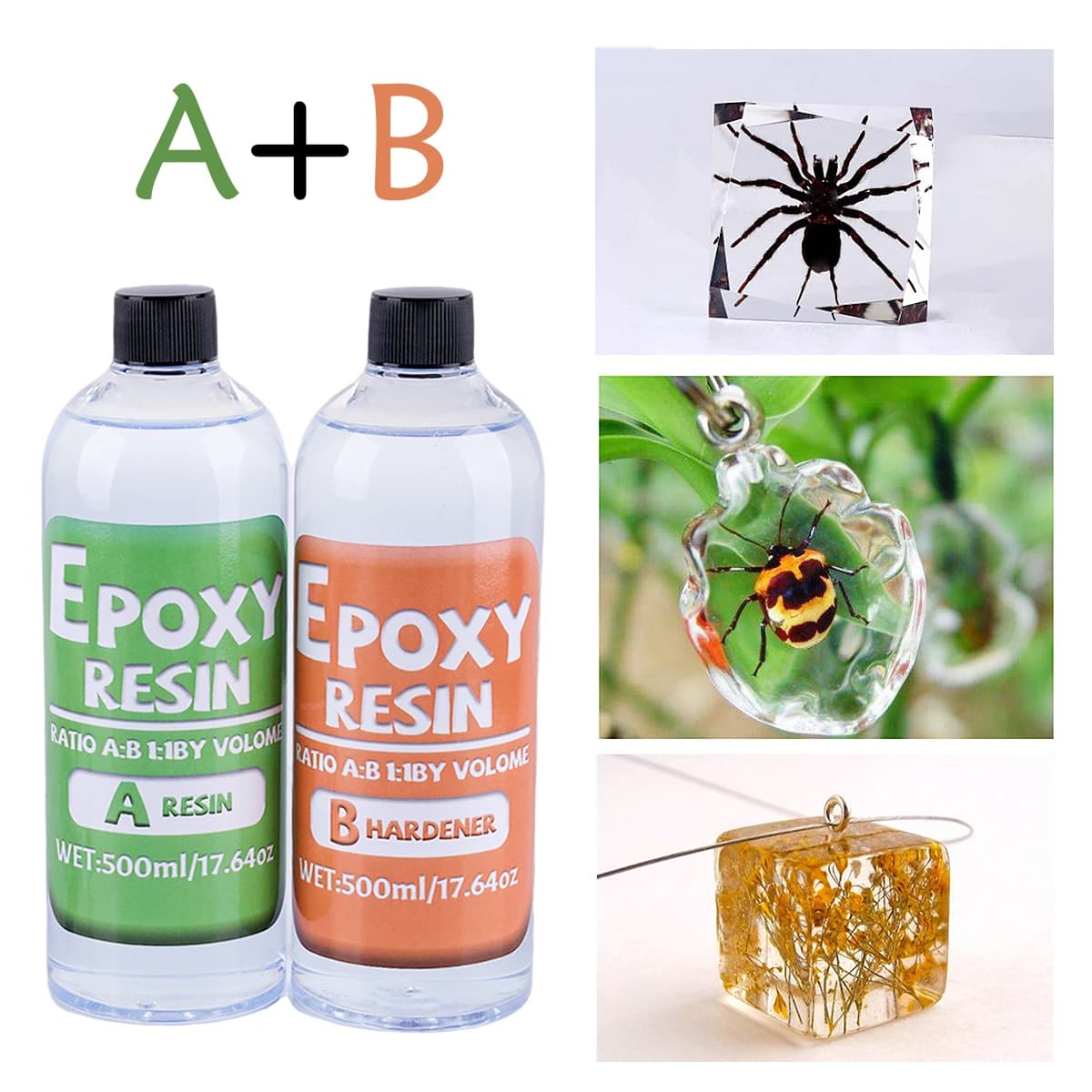 Kit di colla epossidica in resina AB 1:1 Indurente ad alto adesivo Colla di cristallo ad alta trasparenza per accessori per la creazione di gioielli in resina fai-da-te Gomma