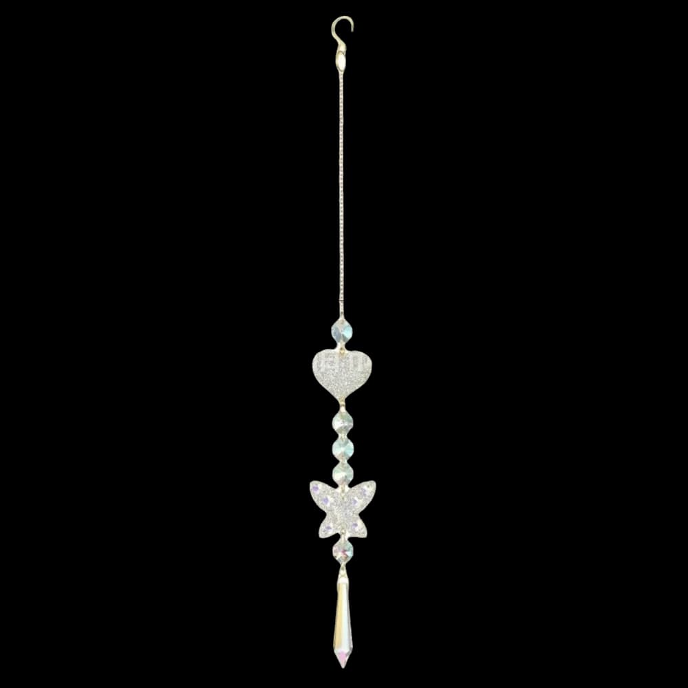 Heart-Shaped Crystal Sun Catcher Hanging Ornaments Butterfly Rhinestone Wind Chime Beaded Sparkling Rainbow Maker Pendant