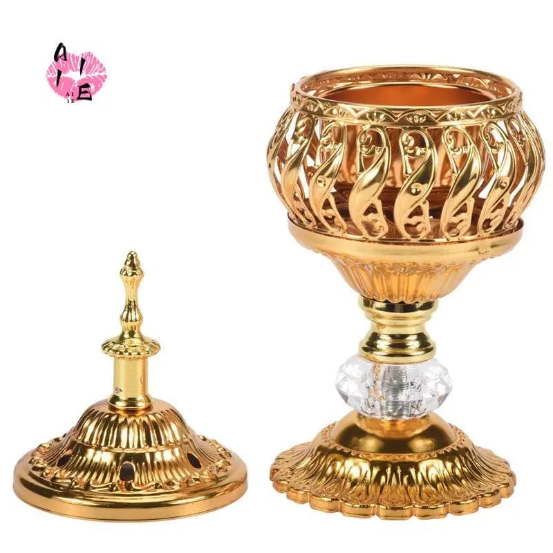 A11E-Incense Burner Incense Bakhoor Charcoal Incense Burner Metal Arab Censer Desktop Decor For Incense Sticks Cones
