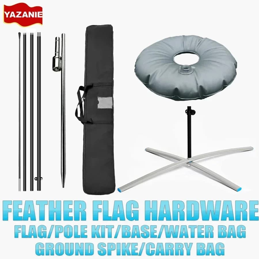 Kit Asta per Bandiera a Piuma e Base con Palo da Terra 6.6FT 8FT 11FT 13FT, Set Asta per Bandiera Pubblicitaria Swooper con Base a Croce e Sacca per Pesi
