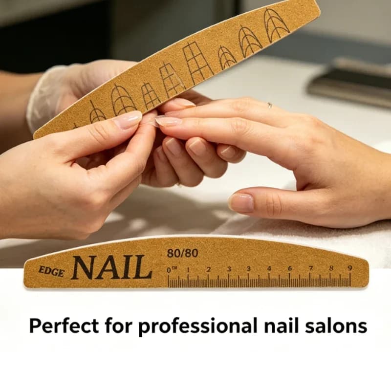 Lima per unghie professionale a doppia faccia 80/80 grit, adatta per unghie in acrilico, gel e naturali, con righello e modello per la forma delle unghie