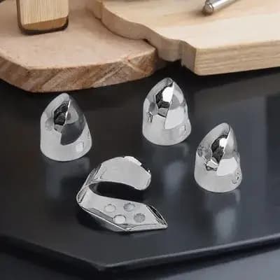 Set di 4 Plettri Multiuso in Metallo per Chitarra, Banjo, Basso Acustico, Protezioni per Dita in Acciaio Inox