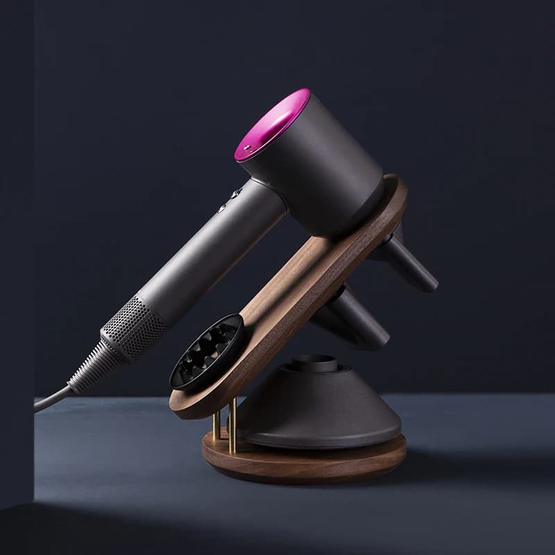 Black Walnut Wood Hair Dryer Standing Nordic Bathroom Organizer Magnetic Bearing Suitable for Dyson