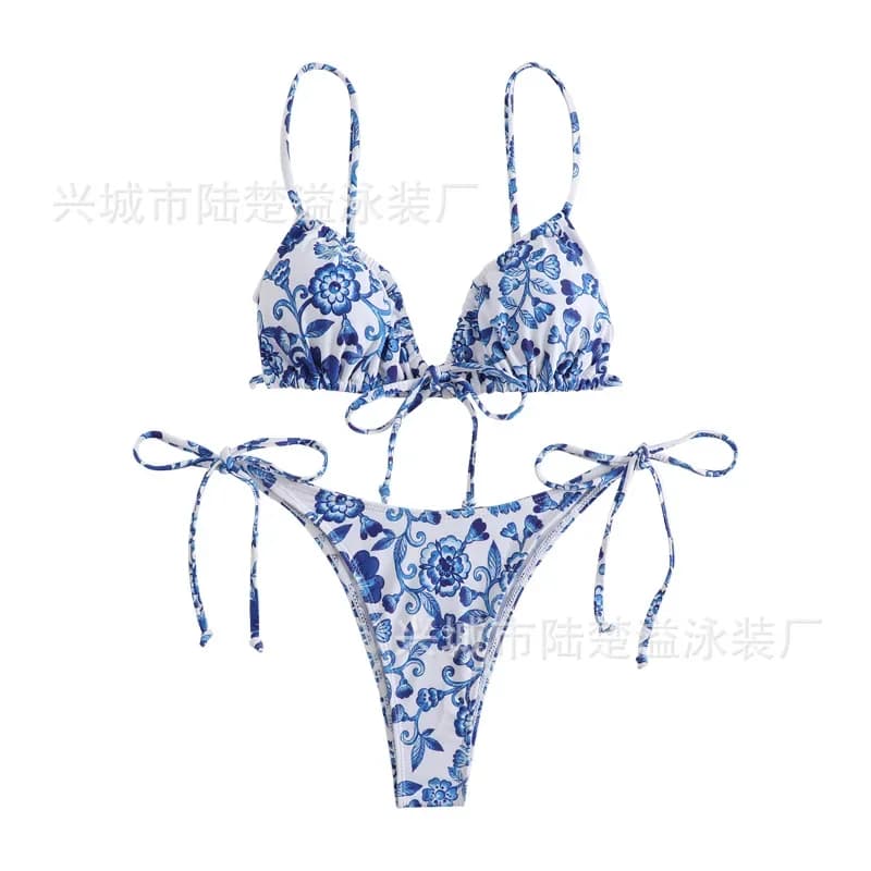 Costume da bagno Areathable Small Fresh Floral da donna, bikini sexy con lacci, costume da bagno a triangolo da spiaggia