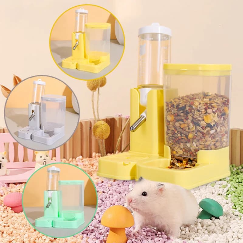 Set di ciotole per cibo e acqua per piccoli animali domestici 2 in 1, design facile da pulire, per conigli, criceti, porcellini d'India, ecc.