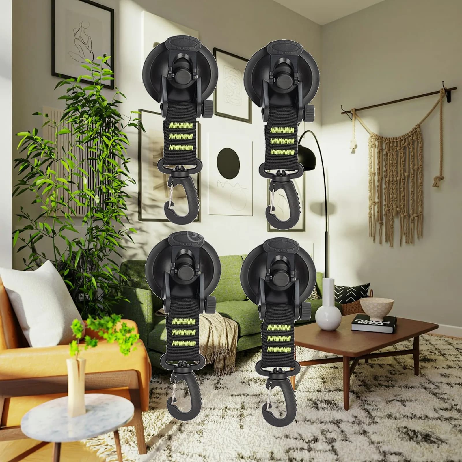 4Pcs Suction Cup Hooks Tie Down Suction Cup Camp Accessories for Outdoor Activities