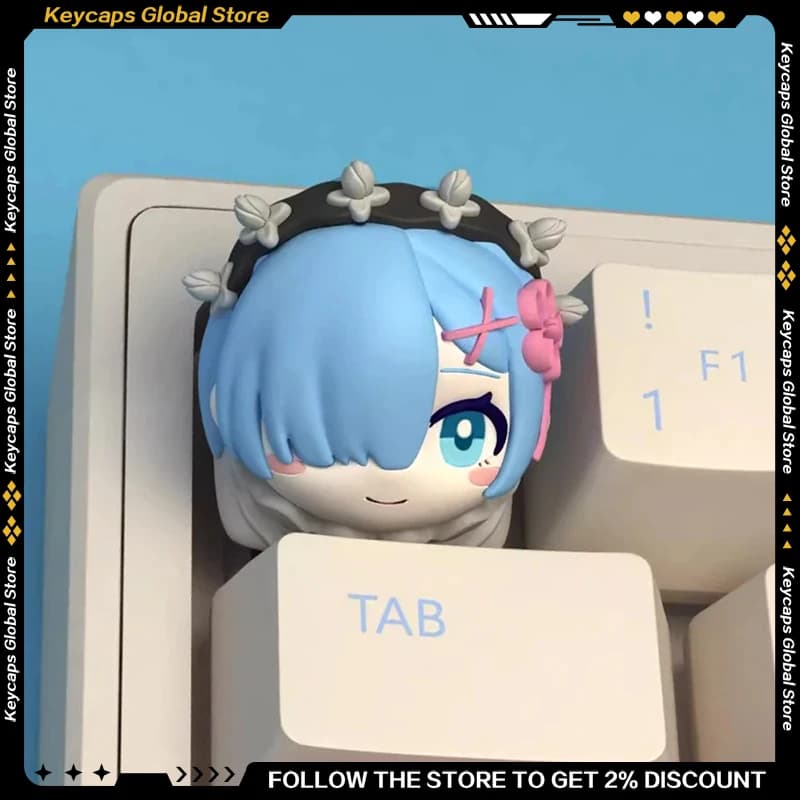 Re: Zero Creando la vita in un altro mondo Tema Cartoon Anime Keycaps Kawaii Rem Resina Keycap per tastiera meccanica Art Key Caps