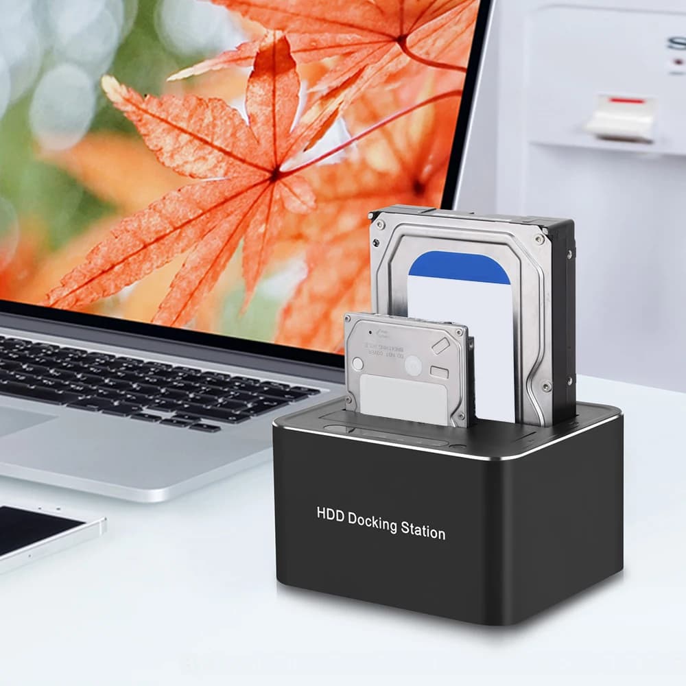 Docking station per disco rigido Dual Bay da USB 3.0 a SATA per supporto HDD SSD da 2,5/3,5" Clone offline Dock doppio HDD mobile ad alta velocità