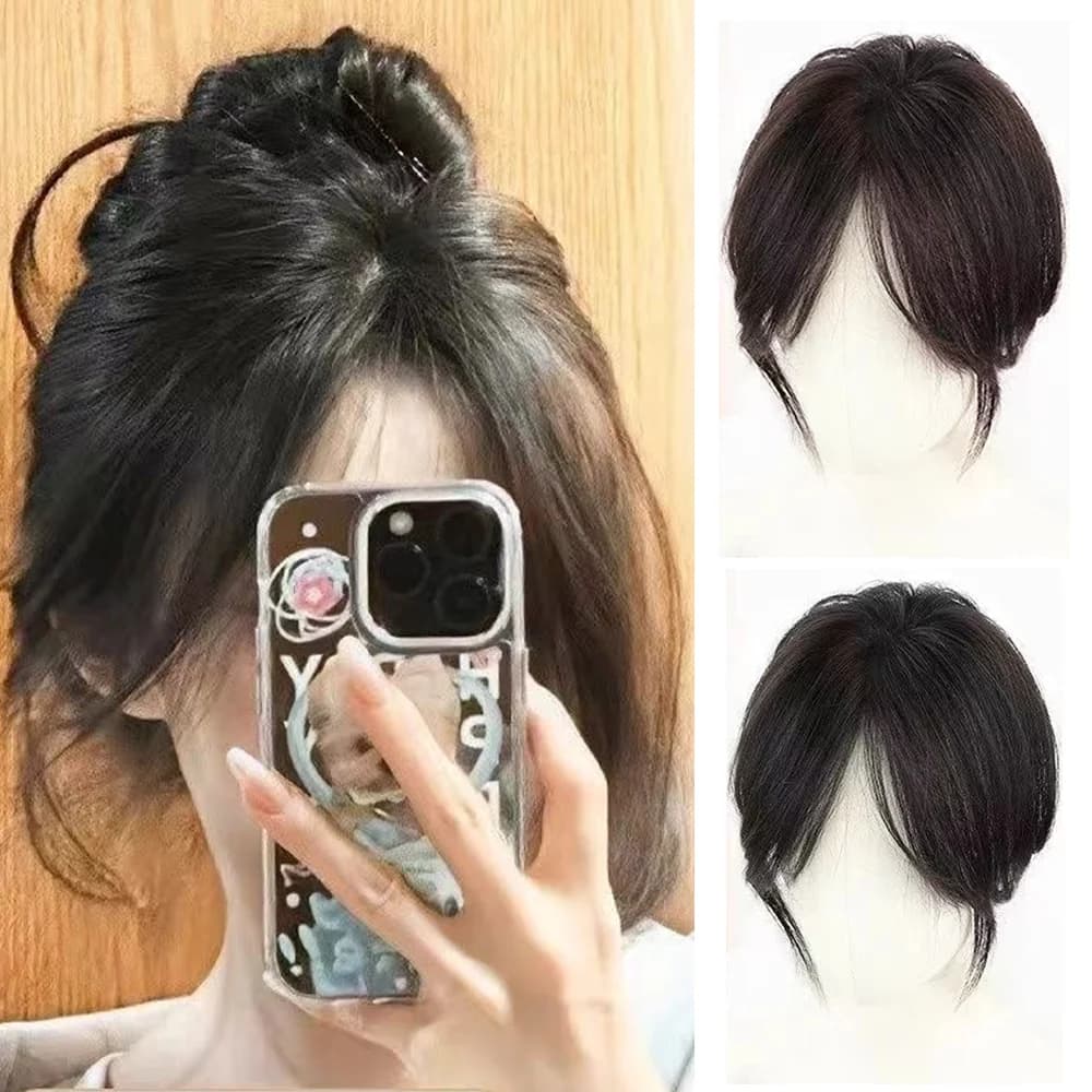 Synthetic 3D Bangs Clip-In Bangs Extension Natural Fake Fringe Topper Hairpiece Invisible Clourse Bangs Covers Hairpieces Hair