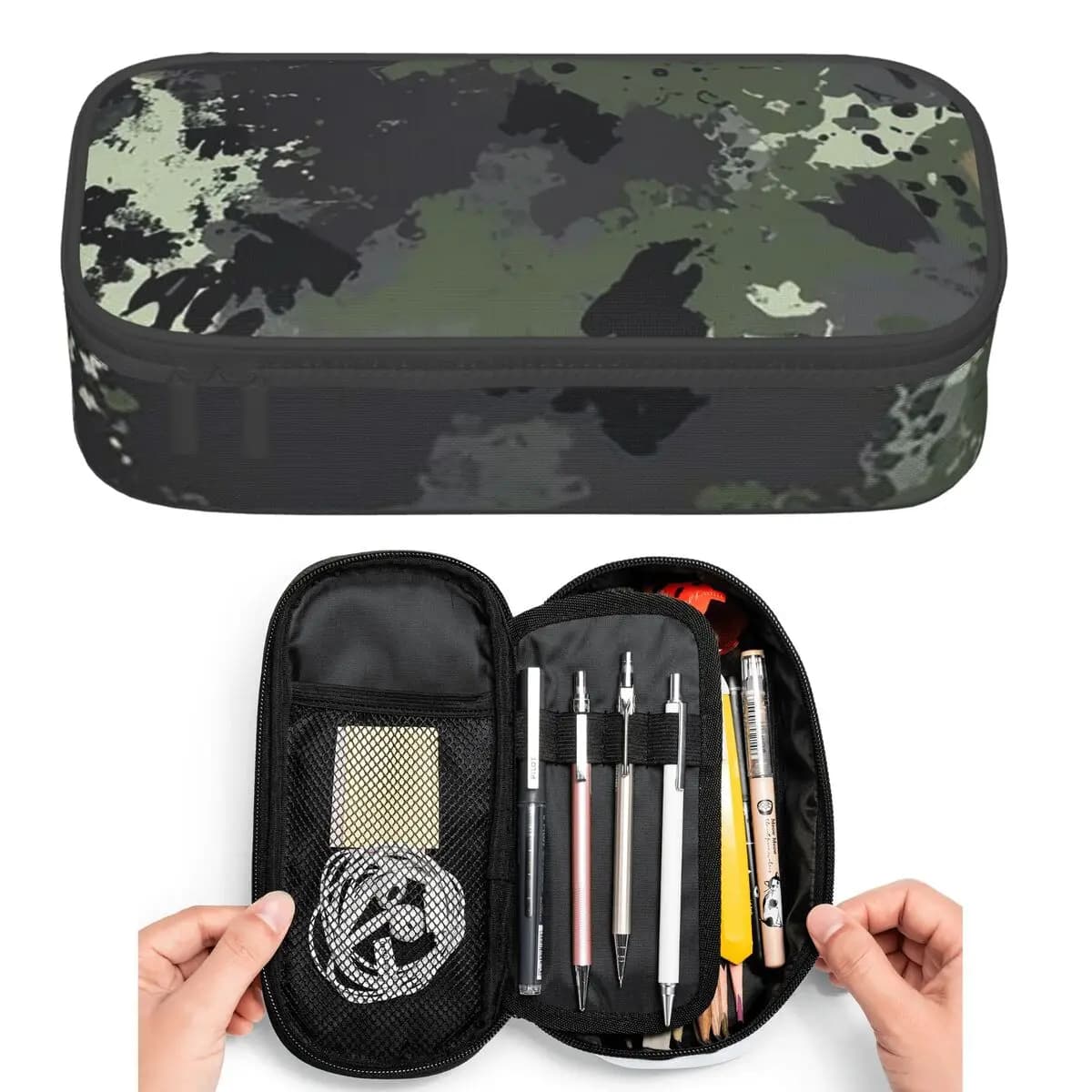 Astucci mimetici militari britannici DPM per studenti, astuccio portapenne di grande capacità, porta penne