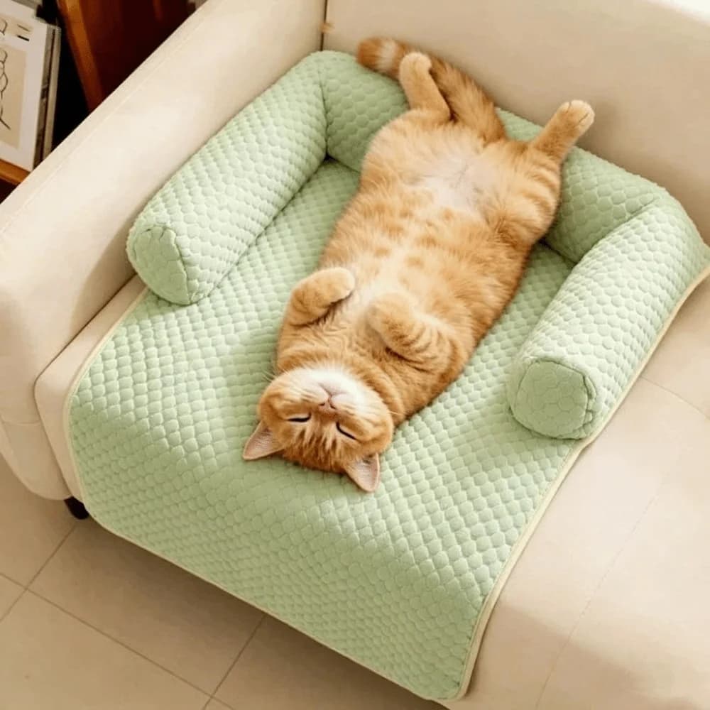 Dog Sofa Bed Breathable Dog Cooling Mat Detachable Non-Slip Pet Sleeping Pad with Pillow Comfortable Dog Sofa Cushion Indoor