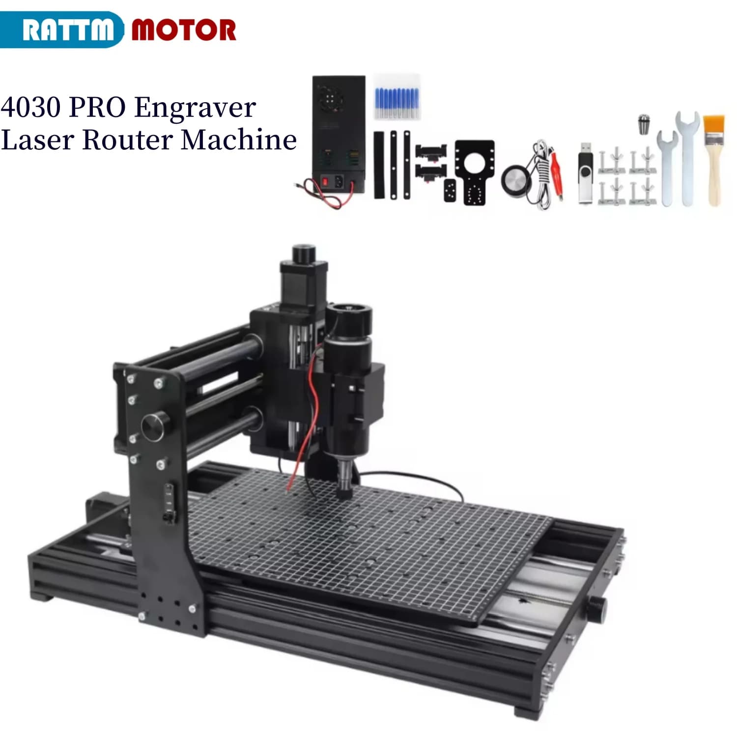 2 in 1 3 axes 4030 Pro GRBL wood metal router machine for 220V laser engraving with touch control with laser area 10W 20W 40W