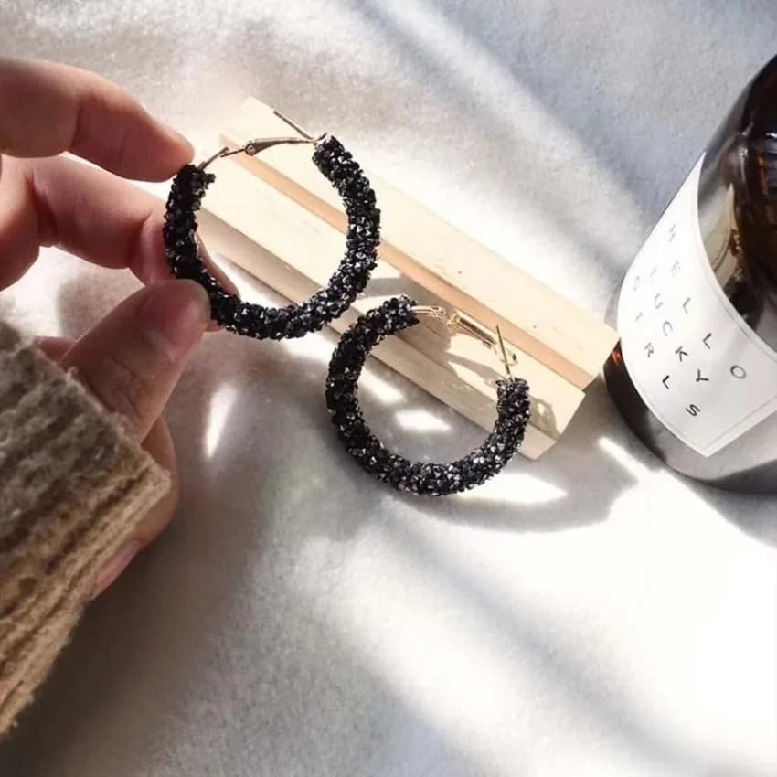 Orecchini a Cerchio in Cristallo alla Moda, Geometrici Rotondi con Strass Brillanti, Orecchini a Cerchio Grande, Gioielli di Lusso da Donna per Feste e Regali