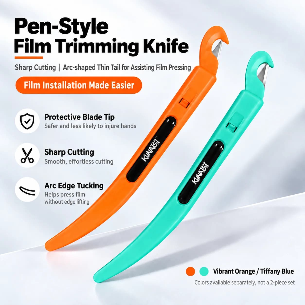 KUNAISI Magnetic Safety Vinyl Film Cutter 2 in 1 Car Wrap Squeegee Knife for PPF Window Tint with 10 Blades