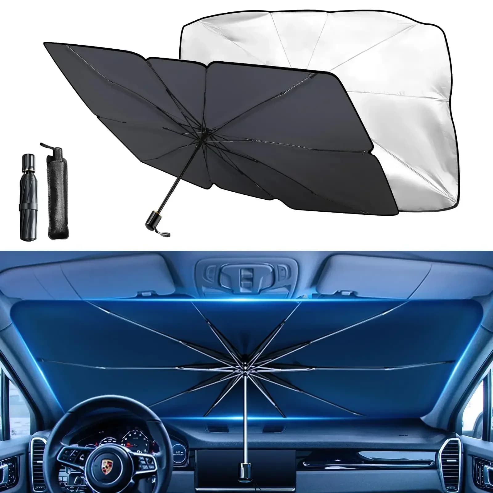 Ombrellone per auto Ombrellone per auto Protezione solare retrattile Isolamento termico Parabrezza anteriore Parasole Protezione interna per auto
