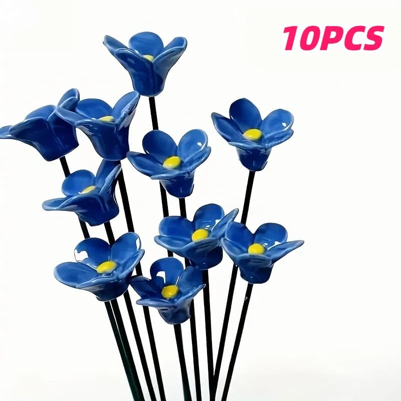 10 Pieces Non-Ti-Scordar-Di-Me Ceramics, Ceramic Handicraft Decorations Responsible for Interior/External, Preserved Flowers
