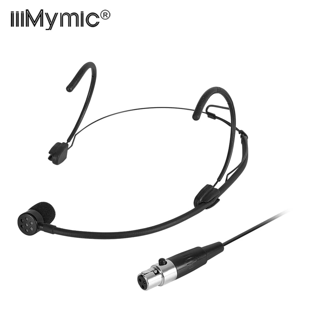 iiimymic Unidirezionale Nero Auricolare Microfono 3 Pin XLR TA3F Canto Headworn Microfono Per AKG Samson Wireless BodyPack System