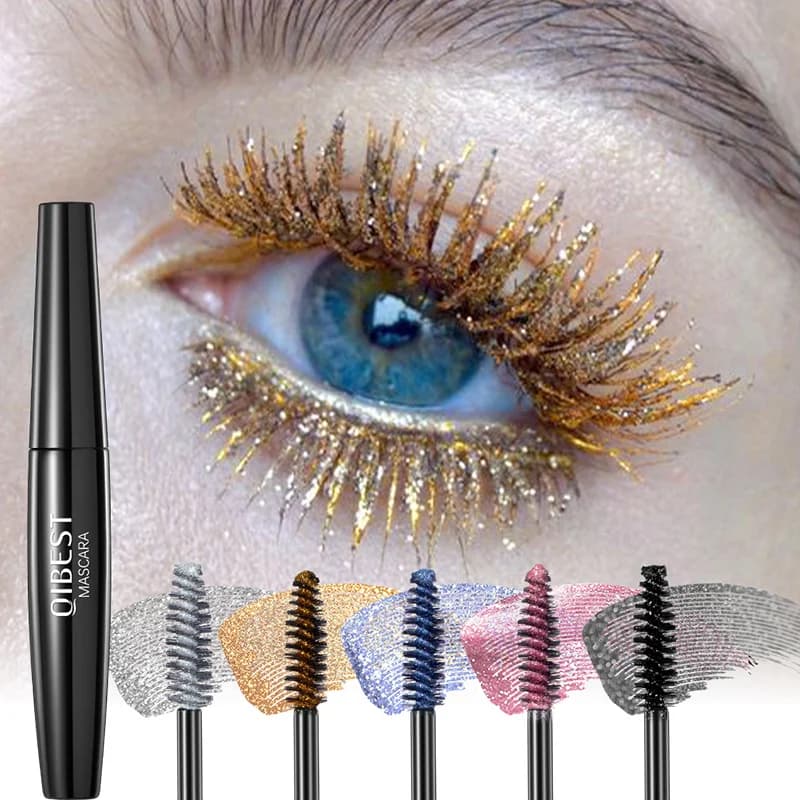 Glittered mascara pearly colored with glittering brettati diamonds