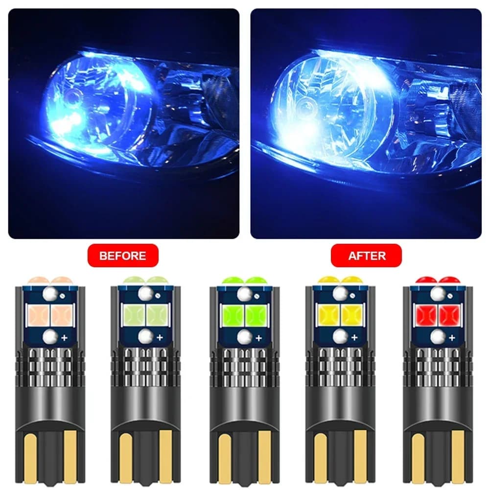 DC12V Auto Driving License Plate Bulbs Super Bright T10 Car Side Light Multiple Colors LED Strip Marker Bulb Canbus No Error