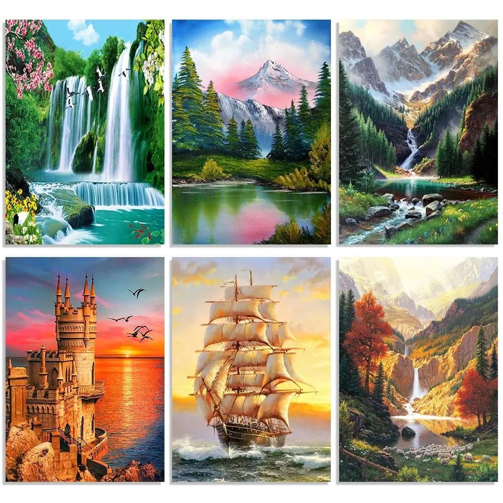 Full Round Diamond Painting Landscape Forest Art Rhinestone Picture Mosaic DIY 5D Cross Stitch Embroidery Home Decoration